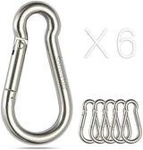sprookber Stainless Steel Spring Snap Hook Carabiner - 304 Stainless Steel Clips, Set of 6