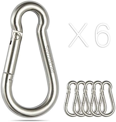 sprookber Stainless Steel Spring Snap Hook Carabiner - 304 Stainless Steel Clips, Set of 6