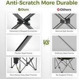 ALPHA CAMP Oversized Camping Folding Chair, Heavy Duty Support 450 LBS Steel Frame Collapsible Padded Arm Chair with Cup Holder Quad Lumbar Back, Portable for Outdoor