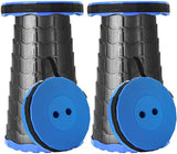 Upgraded Foldable Stool Thickened Set of 2, Portable Collapsible Stool Retractable Stool, Foldable Portable Collapsible Chair for Fishing, Hiking Tours, BBQ, Parties, Outdoor Activities (Blue)