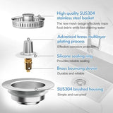 3 in 1 Kitchen Sink Drain Strainer & Sink Stopper, 304 Stainless Steel Pop Up Sink Drain Stopper with Anti-Clogging Basket for US Standard (Silver - 2 Pack)