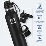 IRON °FLASK Camping & Hiking Hydration Canteens - 3 Lids (Narrow Spout Lid) Leak Proof Vacuum Insulated Stainless Steel - Hot & Cold Double Walled Sports Water Bottle - Lavender, 24 Oz
