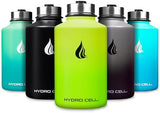 HYDRO CELL Stainless Steel Insulated Water Bottle with Straw - For Cold & Hot Drinks - Metal Vacuum Flask with Screw Cap and Modern Leakproof Sport Thermos for Adults (Neon 64oz)
