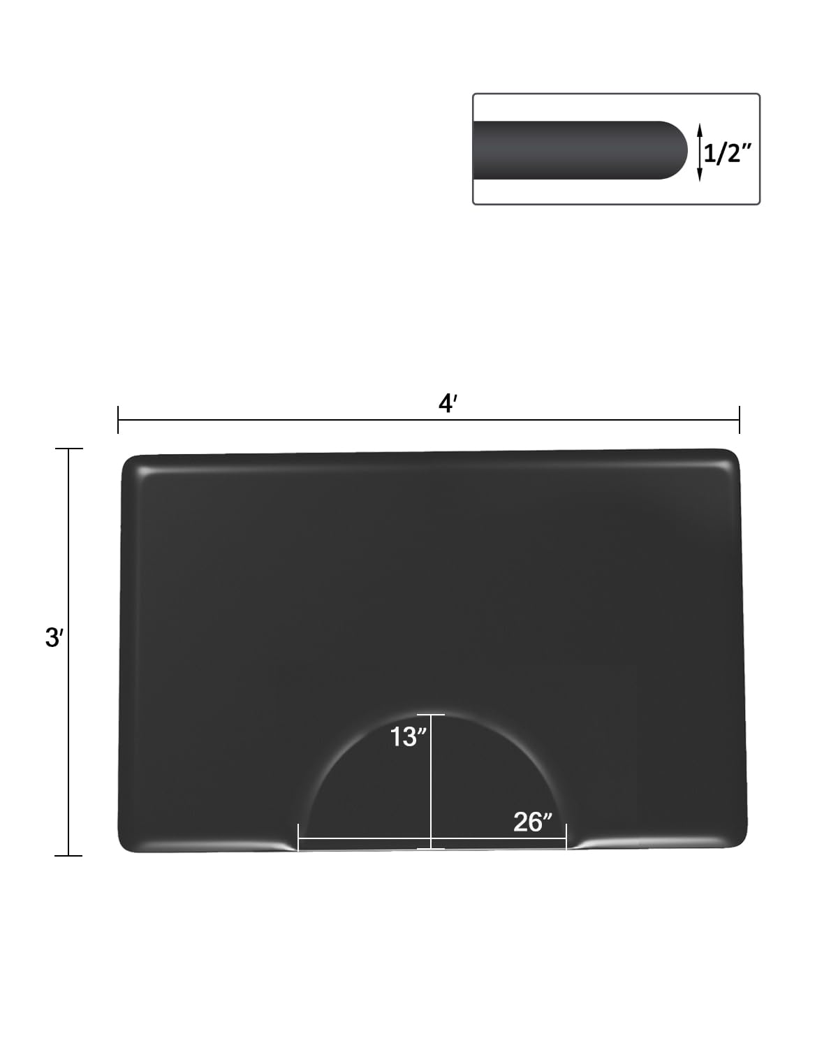Artist hand 3 ft. x 4 ft. Barber Chair Mat Anti-Fatigue Salon & Barber Comfort & Support Mat - Non-Slip, Durable - Black Rectangle 1/2 in. Thick