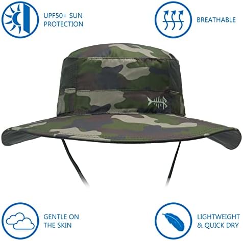 BASSDASH UPF 50+ Sun Fishing Hat Water Resistant with Detachable Neck Flap