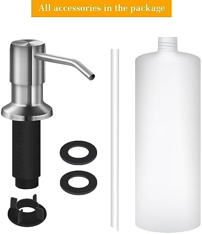 Soap Dispenser for Kitchen Sink, Built in Sink Soap Dispenser Lotion Dispenser with 17 OZ Bottle, Refill from The Top Bar Sink Soap Dispenser, Brushed Nickel (1 Pack)