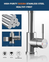 APPASO Kitchen Faucet with Soap Dispenser Brushed Nickel, Pull Down Commercial Single Handle High Arc Faucet for Sink, Stainless Steel Kitchen Faucet for Sink 2 or 4 Hole