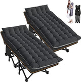 ABORON 2 Pack Folding Camping Cot W/Mat for Adults, Heavy Duty Outdoor Bed with Carry Bag,1200 D Layer Oxford Travel Camp Cots