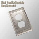 Henne Bery Sunken Pearls Heavy Duty Decorative Wall Plate Switch Plate Outlet Cover (Single Duplex, 3 Pack, Satin Nickel)