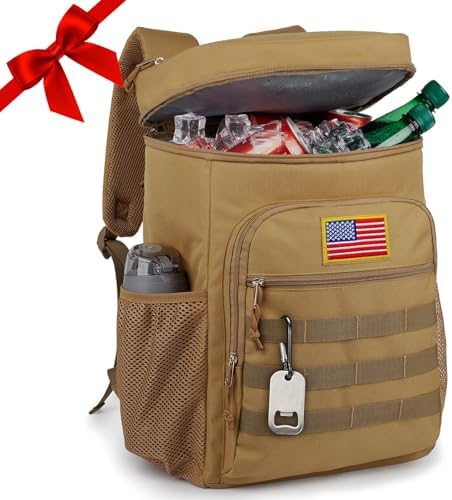 Tactical Backpack Cooler for Men, 25L Large Insulated Backpack Leak-Proof, Heavy Duty Lunch Backpack, Waterproof Ice Chest Bag Women Adults Work Daytrip Camping Beach Hiking
