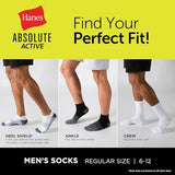 Hanes Men's Absolute Active Cushioned Heel Shield, Moisture Wicking Socks, Seamless Toe, 4-Pack