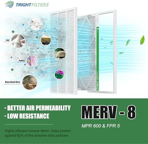 12x24x1 Air Filter 4 Pack, MERV 8 Pleated Dust Defense Air Filters Replacement Air Conditioner HVAC AC Furnace Filter, Durable and Lightweight