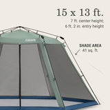 Coleman Skylodge Portable Screenhouse with 1-Minute Setup, Screened Gazebo for Bug-Free Lounging, Outdoor Sun Shade for Picnic, Events, Parties, Camping, & More