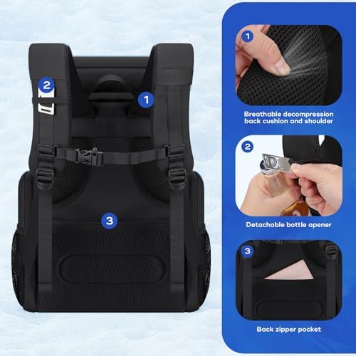 Maelstrom Backpack Cooler,36 Can Cooler Backpack,Soft Cooler Bag Insulated Leakproof,Lightweight Ice Chest Backpack,Travel Cooler Lunch Backpack for Camping,Hiking,Beach,Black