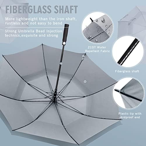 ZOMAKE Automatic Open Extra Large Golf Umbrella 51/54/62/68 Inch, Double Canopy Vented Windproof Oversize Stick Umbrellas for Rain