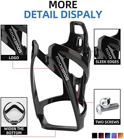 ROCKBROS Bike Water Bottle Holder Ultra-Light Bicycle Bottle Cages with Screws Tool, Universal Bike Cup Holder for Road MTB Mountain Bikes Cycling Accessories（2 Pack）