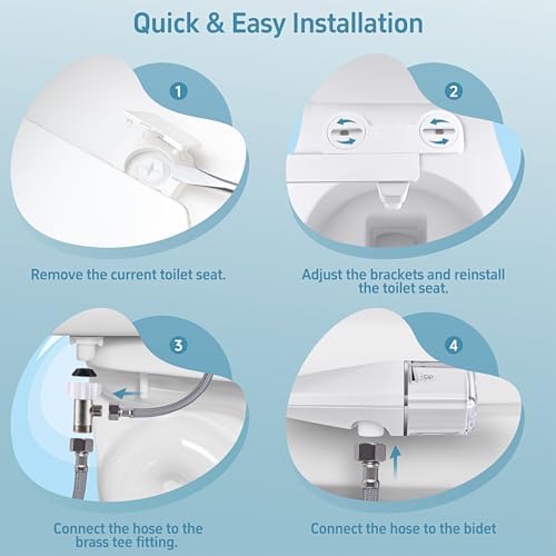 Ultra-Slim Bidet Dual Mode Bidet Attachment for Toilet, Bidet Toilet Seat Attachment with Pressure Controls(Feminine/Posterior Wash),Easy to install Design Non-Electric Bidet
