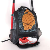 WOLT Youth Baseball Bag - Bat Backpack for Baseball, T-Ball & Softball Equipment & Gear, Bat & Glove Holder, Large Main Compartment for Helmet & accessories, Separate Shoes Compartment, Fence Hook