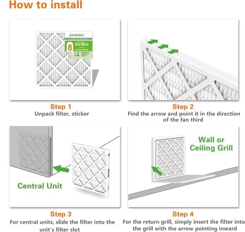 10x10x1 Furnace Air Filters 4 Pack, MERV 8 MPR 600 & FPR 5 Filtering, HVAC Air Filter Replacement (exact dimensions: 9 3/4"x9 3/4"x3/4")