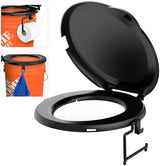 Portable Toilet Seat for 5 Gal Buckets, Camping Toilet with Lid for Adults, Snap-on Toilet Seat for Outdoor, Camping, Hiking, Emergency, Car, Boat (Black)