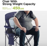 GREEN PARTY Folding Camping Chair Oversized Heavy Duty Lawn Chair with Cooler Bag, Cup Holder, Storage Pocket, Collapsible Padded Outdoor Arm Chair, Quad Lumbar