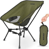 MARCHWAY Lightweight Folding Camping Chair with Spring Lock, Stable Compact Portable for Outdoor Camp, Travel, Beach, Picnic, Festival, Hiking, Backpacking (Lowback Green)