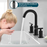 TRUSTMI Bathroom Faucet 3 Hole 2-Handle 8 inch Wide-Spread Bathroom Sink Faucet with Pop Up Drain and cUPC Waterlines, Matte Black