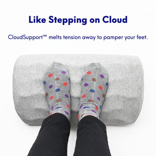 C CUSHION LAB Ergonomic Foot Rest for Under Desk - Patented Massage Ridge Design Memory Foam Foot Stool Pillow for Work, Home, Gaming, Computer, Office Chair - Footrest for Back & Hip Pain Relief