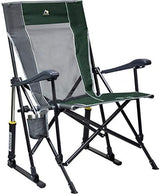 GCI OUTDOOR Roadtrip Rocker Camping Chair | Portable, Folding Rocking Chair with Solid, Durable Armrests, Drink Holder & Comfortable Extended Backrest — Hunter Green