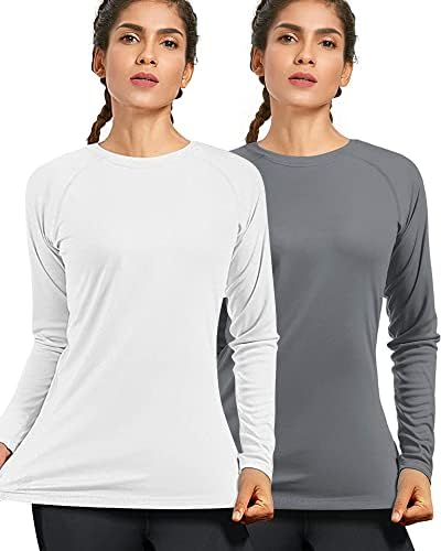 isnowood Women's Sun Protection Long Sleeve Shirts, UPF 50+ UV Rash Guard Swim Shirt, Workout Hiking Running Athletic Tops