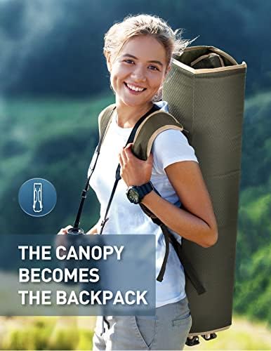 Beach Chair with Canopy Shade, Folding Camping Chair with Canopy with Cup Holder, Side Pocket for Camp, Beach, Tailgates, Fishing - Support 330 LBS