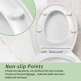 Toilet seat Round with Slow Close Hinges, Four Bumpers, Two Sets of Parts, White Toilet seat Round, Slow Close, Never Loosen and Easily Remove, Plastic, White