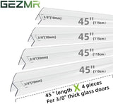 4-Pack Frameless Shower Door Side Seal Strip Shower Door Bottom Seal Shower Door Sweep for 3/8 Inch Thick Glass, Vertical H-Type Glass Door Seal Stop Leaks. (4-Pack x 45" Length)