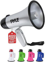 PYLE-PRO Portable Megaphone Speaker Siren Bullhorn - Compact and Battery Operated with 20 Watt Power, Microphone, 2 Modes, PA Sound and Foldable Handle for Cheerleading & Police Use-PMP23SL (Silver)