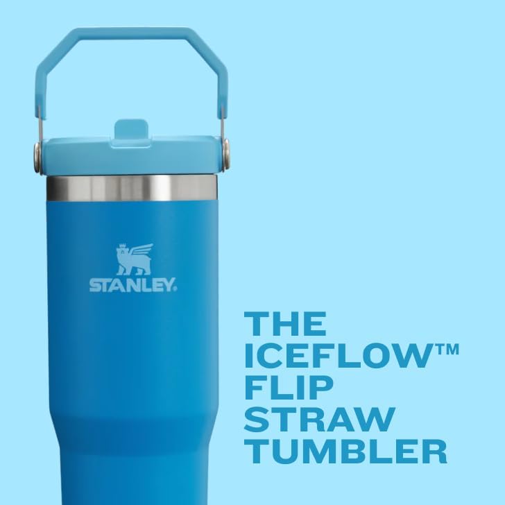 Stanley IceFlow Flip Straw Tumbler with Handle 30 oz | Twist On Lid and Flip Up Straw | Leak Resistant Water Bottle | Insulated Stainless Steel |BPA-Free | Plum