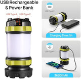LED Camping Lantern Flashlight Rechargeable(Pack of 1), Consciot Portable Torch with 6 Light Modes, 3600mAh Power Bank, IPX4 Waterproof, USB C, Camping Lights for Hurricane, Emergency, Survival Kits