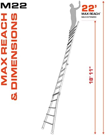 Little Giant Ladders, Velocity with Ratchet Levelers, M22, 22 Ft, Multi-Position Ladder, Aluminum, Type 1A, 300 lbs Weight Rating, (15422-801)