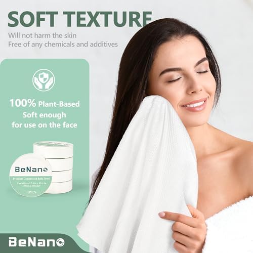 Premium Compressed Towel Tablets Disposable Towel 55.1 in x 27.5 in Large Bath Towel Travel Towel Reusable for Hotel Camping Mountaineering Sports Hiking Beach Swimming Vacation (20 Pack)