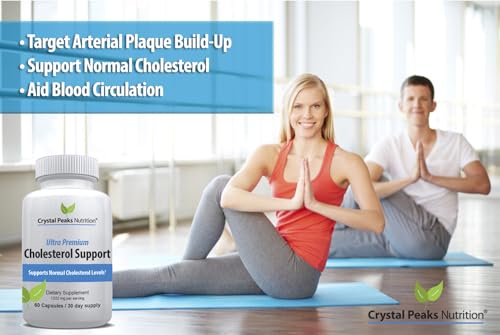 CRYSTAL PEAKS NUTRITION Cholesterol Supplement - All-Natural Ingredients to Support Normal Colesterol Levels. Supports Optimal Circulation. 60 Capsules