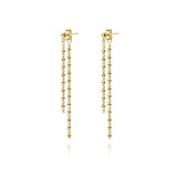 Reffeer Solid 925 Sterling Silver Tassel Chain Dangle Earrings for Women Teen Girls Minimalist Dangle Earrings Drops (B-18K Gold)