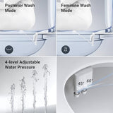 Bidet Attachment for Toilet, Dual Nozzle Bidet Toilet Seat, Non-Electric Ultra-Thin Bidets for Existing Toilets, Rear/Feminine Wash with Adjustable Water Pressure (White)