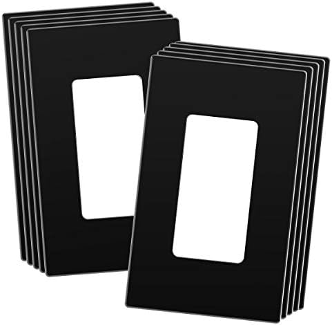 ENERLITES Screwless Decorator Wall Plate Child Safe Outlet Cover, Glossy, Size 1-Gang 4.68" H x 2.93" L, Unbreakable Polycarbonate Thermoplastic, SI8831-BK-10PCS, Black (10 Pack)