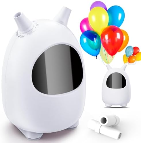 Electric Balloon Pump, Portable Dual Nozzle Electric Balloon Blower Pump, Electric Balloon Inflator for Decoration, Party Wedding Graduation (110V 600W) (White)