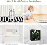 Register Booster Fan Fits 4” x 10” Register Holes, Smart Control Heating Cooling AC Vent Fan, 10-Speed Quiet Register Vent Booster Fans with Thermostat Control & Remote Control