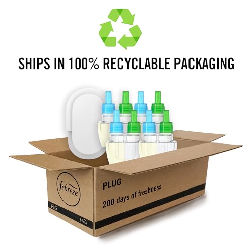 Febreze Plug In Air Freshener, Odor-Fighting Scented Oil Starter Kit, Air Fresheners for Home and Bathroom and Kitchen, Long Lasting for Strong Odors, Gain Original Scent, Warmer + 4 Refill