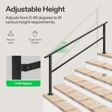 VIVOSUN Outdoor Handrail, 6-7 Step Stair Handrail, 83" x 36" Fits 1 to 7 Steps, Wrought Mattle Iron Handrail for Concrete Steps, Porch Steps, Black, HR-0004