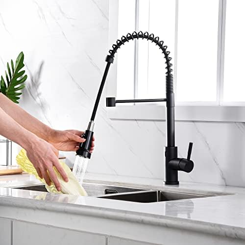 Kitchen Faucet Head Replacement Black, with 15 Adapters Plastic Pull Down Faucet Spray Head, 3 Modes Pull Out Kitchen Sink Sprayer Nozzle, Matte Black