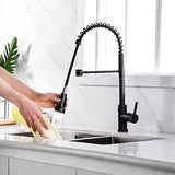 Kitchen Faucet Head Replacement Black, with 15 Adapters Plastic Pull Down Faucet Spray Head, 3 Modes Pull Out Kitchen Sink Sprayer Nozzle, Matte Black