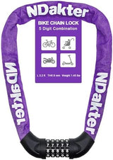 NDakter Bike Chain Lock, 5 Digit Combination Heavy Duty Anti Theft Bicycle Chain Lock,2.62/3.2/4.27/5/6Ft Long Security Resettable Bike Locks for Bike, Bicycle, Scooter, Door, Gate, Fence-4/6mm Thick