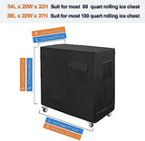 Cooler Cart Cover Black, Luxiv Waterproof Rolling Cooler Cover 34L x 20W x 32H inches 80 Quart Rolling Ice Chest Cover for Anti Rain, Sunlight, Dust